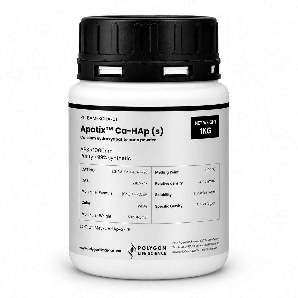Apatix™ Ca-HAp (s) - Nano calcium hydroxyapatite powder, Nano calcium hydroxyapatite supplier, Calciu