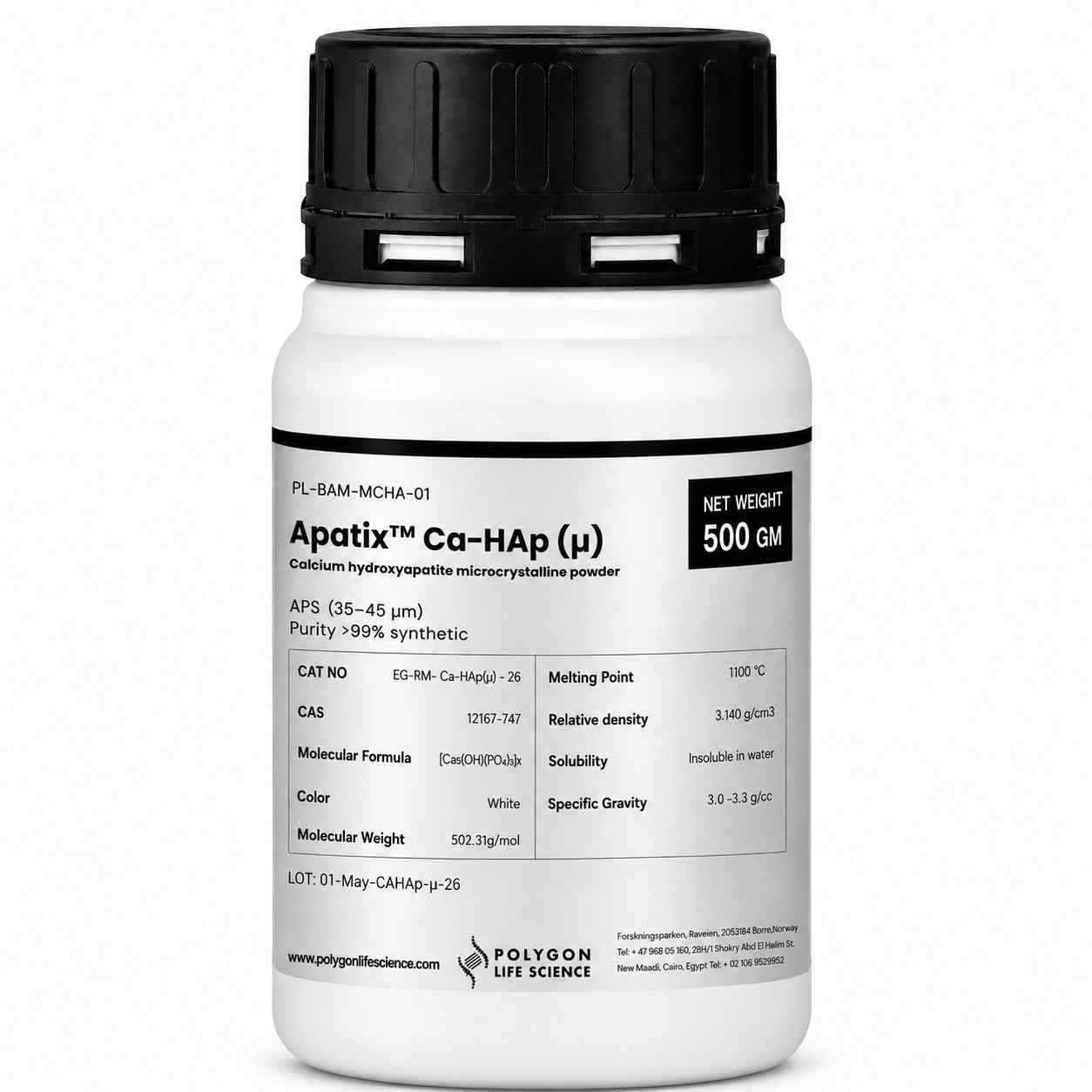 Apatix™ Ca-HAp (µ) - Microcrystalline calcium hydroxyapatite powder, Microcrystalline calcium hydroxy